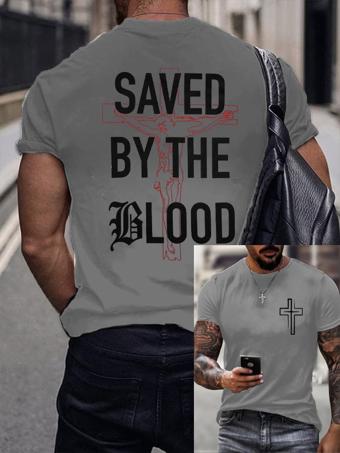 🔥Buy 3 Get 15% Off🔥Men's Retro Saved By The Blood Print T-Shirt