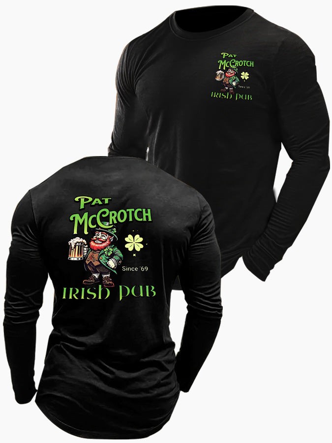 St.Patrick's Day Print Pattern Printed Long Sleeve Cotton T-Shirt