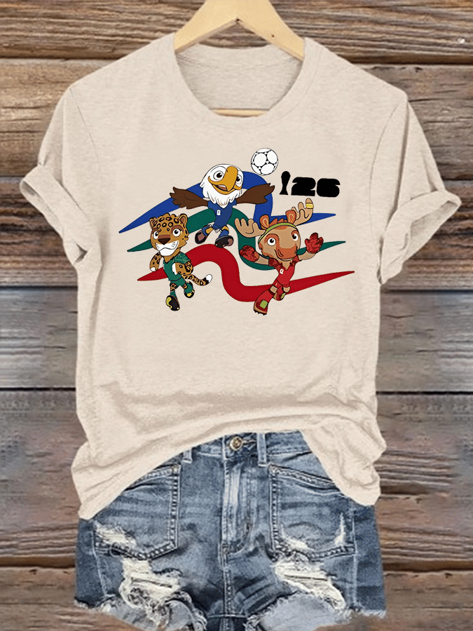 Women's 2026 World Cup Soccer Mascot printed T-shirt