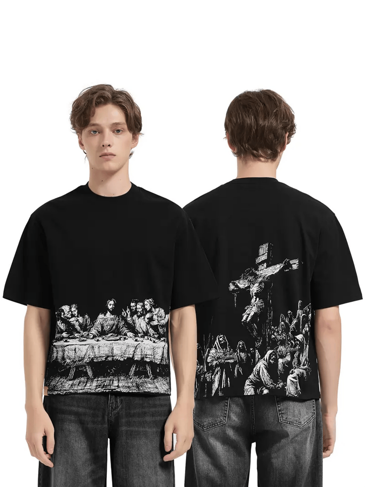 Men's Jesus Print, Gothic Art T-Shirt