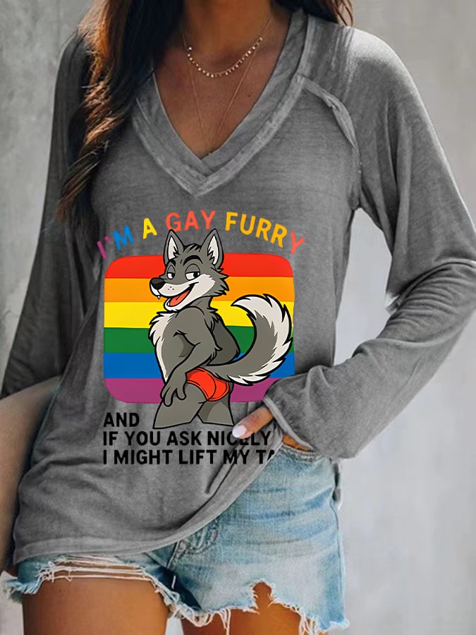 Women's I'm a gay furry Funny LGBTQ Pride Month Shirt