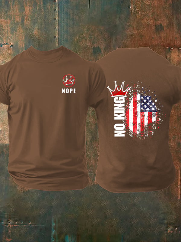 Men's NOPE No King American Flag Print T-Shirt