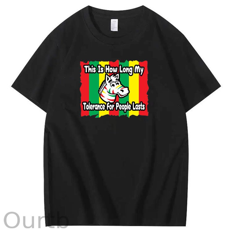 This Is How Long my Tolerance For People Lasts Pattern Print Crew Neck T-Shirt