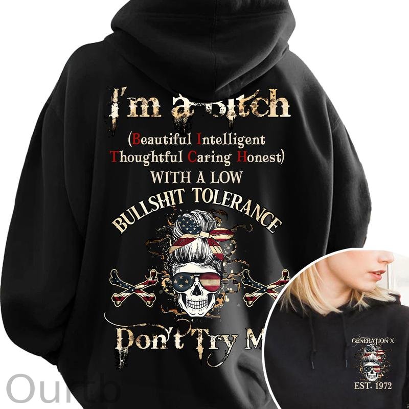 Custom Year Generation X Skull Hoodie , Don't Try Me Gen X FAFO Hoodie, Raised on Hose Water and Neglect, 100% Cotton, Two-Sided Design Menswear Shirt