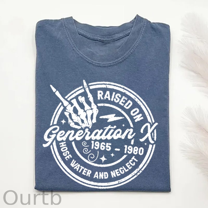 Gen X Raised On Hose Water And Neglect 1965-1980 Pattern Round-Neck T-Shirt