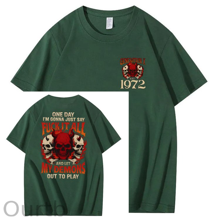 One Day Fuck It All Pattern Print 100% Cotton T-Shirt