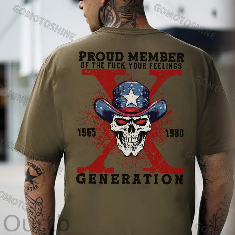PROUD MEMBER GENERATION Skull Print Men's T-shirt