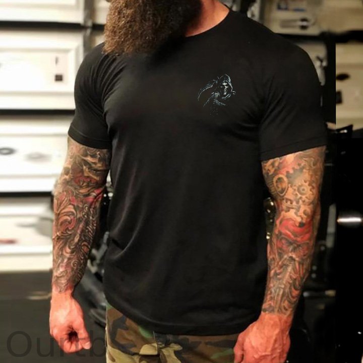 Designer sickle skull print t-shirt