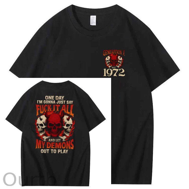 One Day Fuck It All Pattern Print 100% Cotton T-Shirt