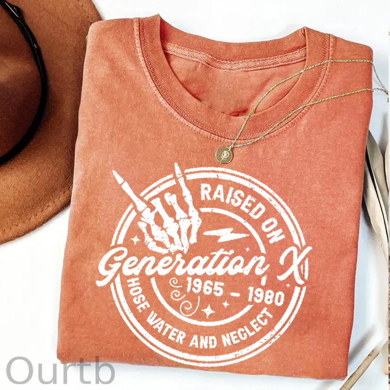 Gen X Raised On Hose Water And Neglect 1965-1980 Pattern Round-Neck T-Shirt
