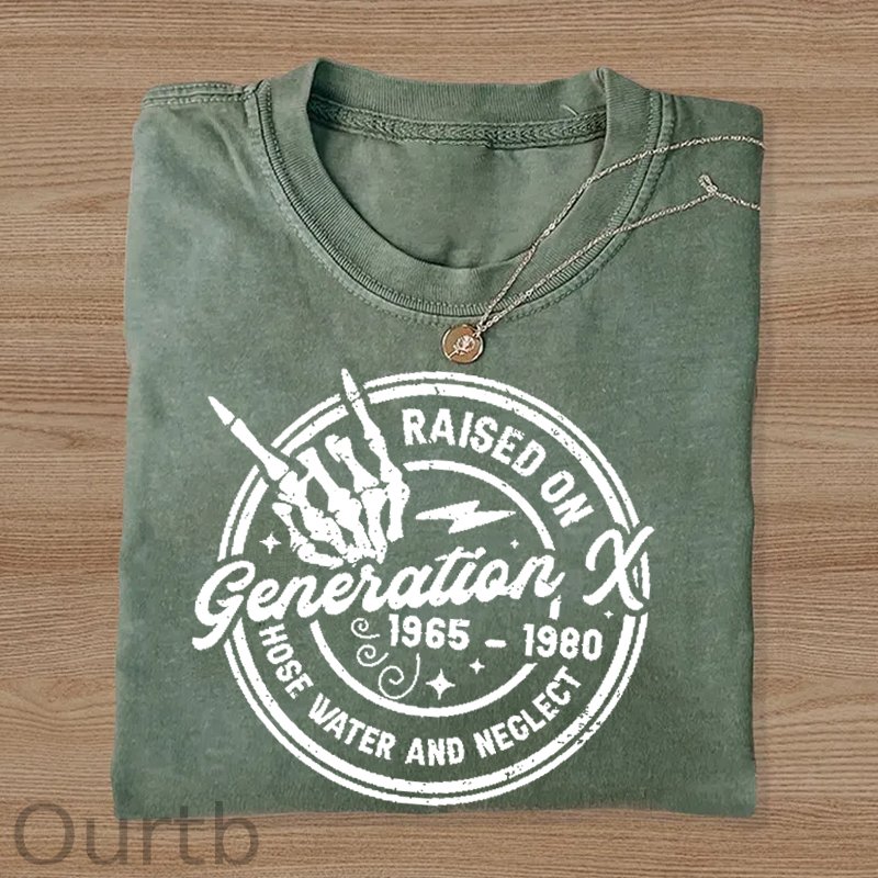 Gen X Raised On Hose Water And Neglect 1965-1980 Pattern Round-Neck T-Shirt