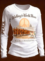 Women'S Clothing: Walking For Peace - Artistic Print Top