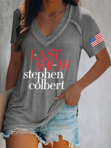 🔥Buy 3 Get 15% Off V-Neck Retro Last Show Print T-Shirt