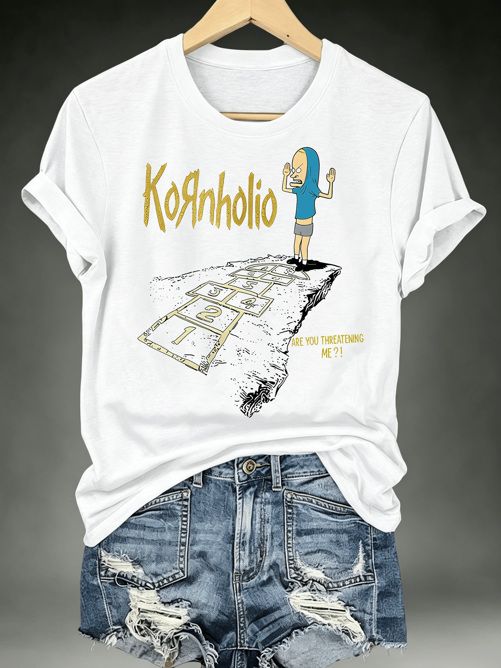 Women's  Vintage Kornholio Graphic Funny T-Shirt