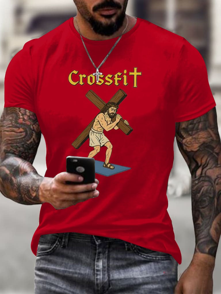 🔥Buy 3 Get 15% Off🔥Men's Crossfit Jesus Printed Casual T-shirt