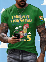 Men's Retro I Knew It Print Round Neck T-shirt