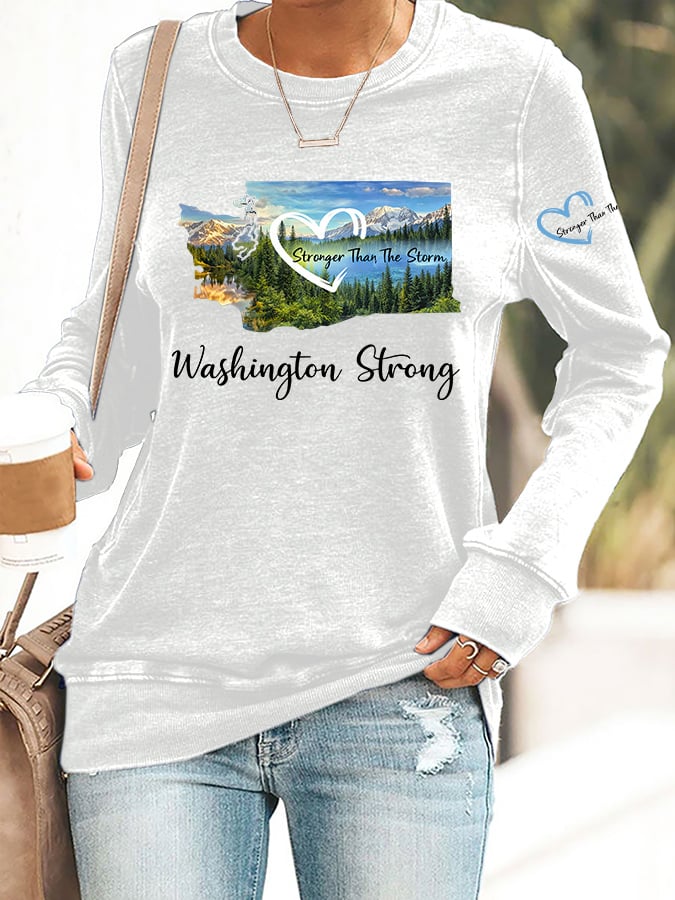 Retro Washington Strong Stronger Than The Storm Print Sweatshirt