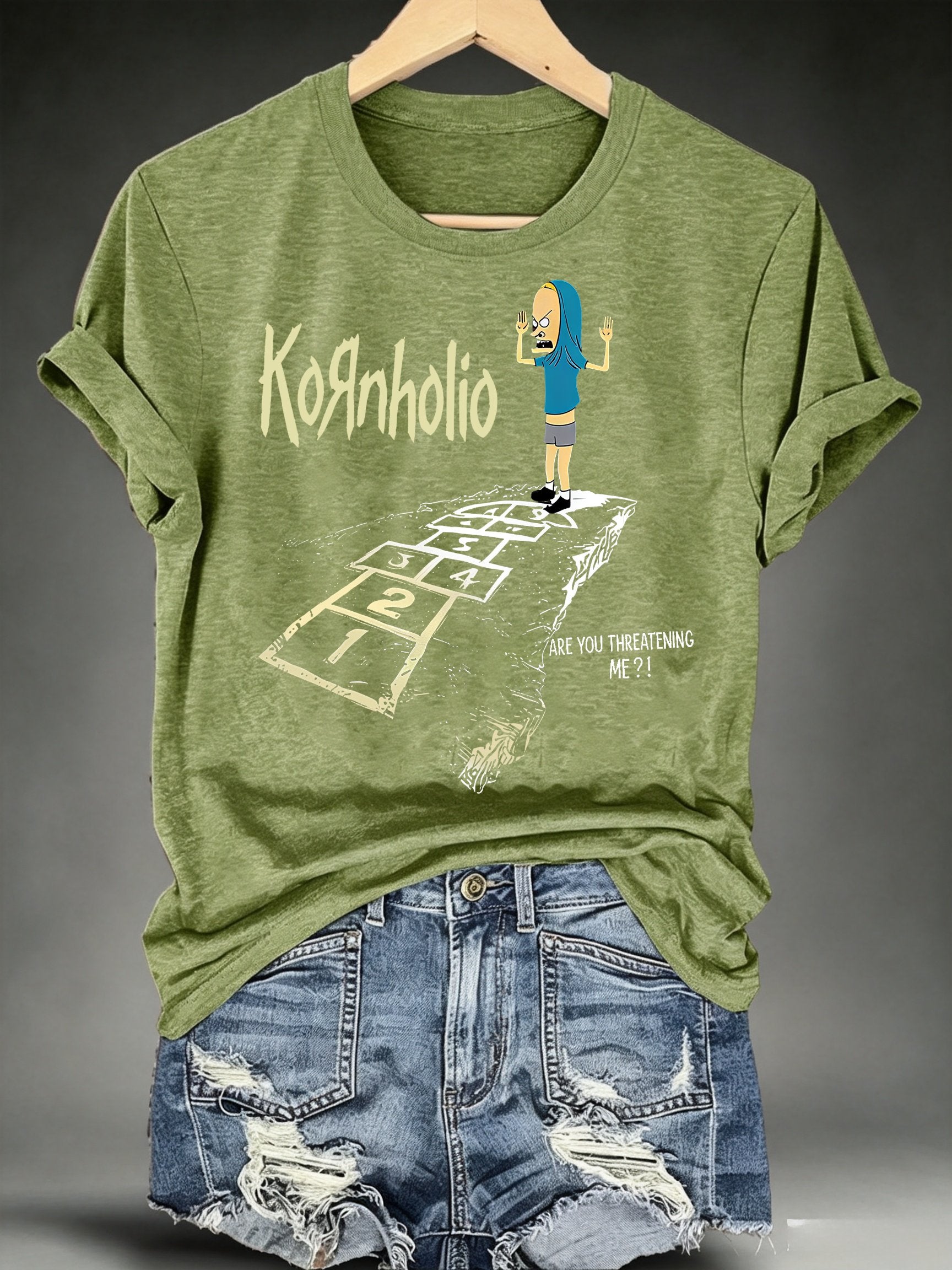 Women's  Vintage Kornholio Graphic Funny T-Shirt