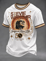Men's Vintage Musical Art Print Round Neck T-shirt