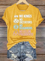 Women's  No Kings No Dictators Protest print T-Shirt