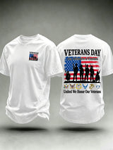 Men's Veterans Day Shirt, Our Defenders of Freedom American Flag and Soldier Silhouettes