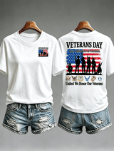 Women's Veterans Day Shirt, Our Defenders of Freedom American Flag and Soldier Silhouettes