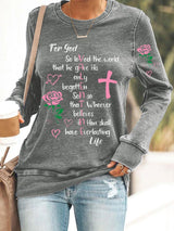 Women's John 316 God So Loved The World Valentine'S Day Christian Print Sweatshirt