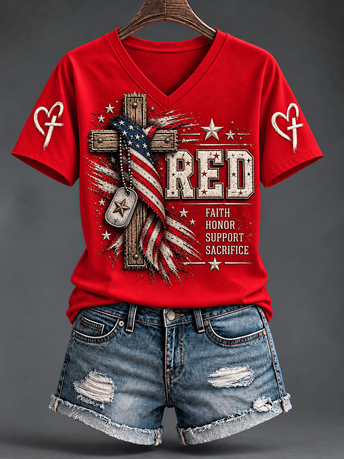 Women's Red Friday Print T-shirt