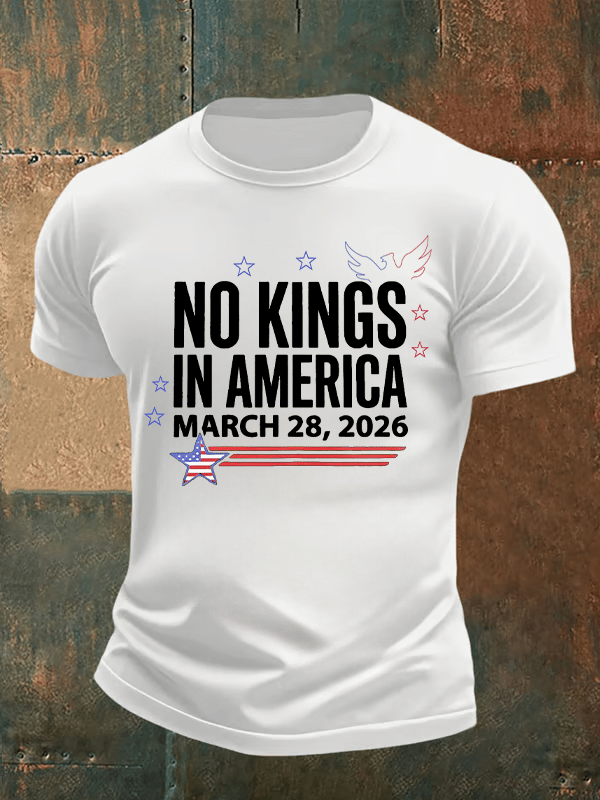 🔥Buy 3 Get 15% Off Men's   NO KINGS IN AMERICA  Print  T-Shirt