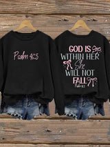 Retro God Is Within Her She Will Not Fall Psalms 46:5 Print Sweatshirt