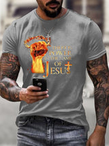 Men's There Is Power In The Name Of Jesus Print Casual T-Shirt