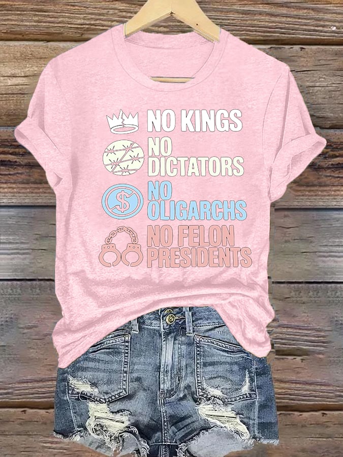 Women's  No Kings No Dictators Protest print T-Shirt