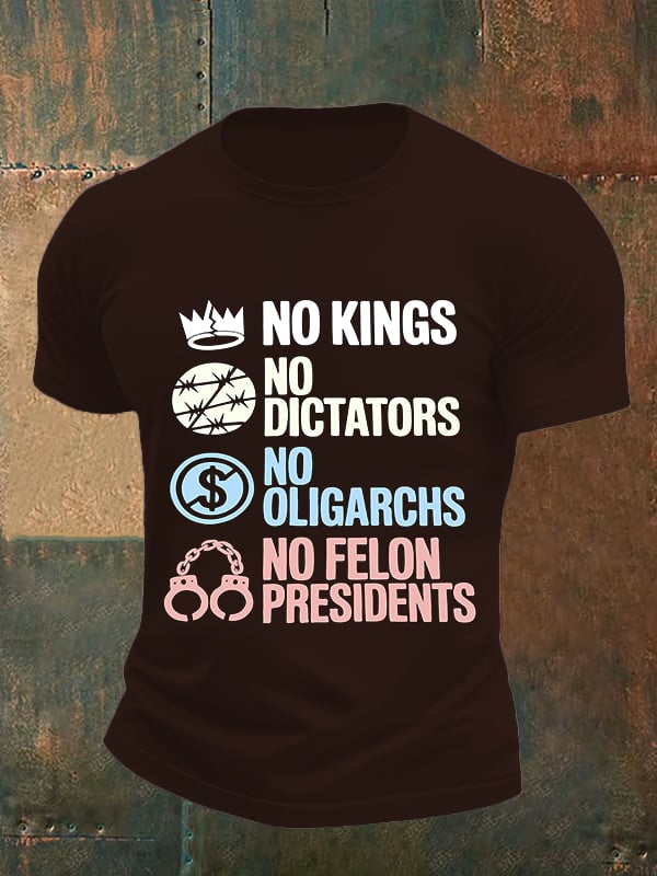 Men's  No Kings No Dictators Protest print  T-Shirt