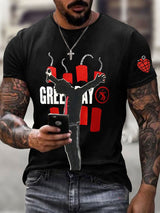 Men's Rock Band Casual Printed Short-Sleeved T-Shirt