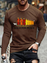 Men's Peace Walk Monk Pattern Long-Sleeve T-Shirt