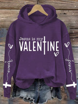 Women's Jesus Is My Valentine Print Hoodie