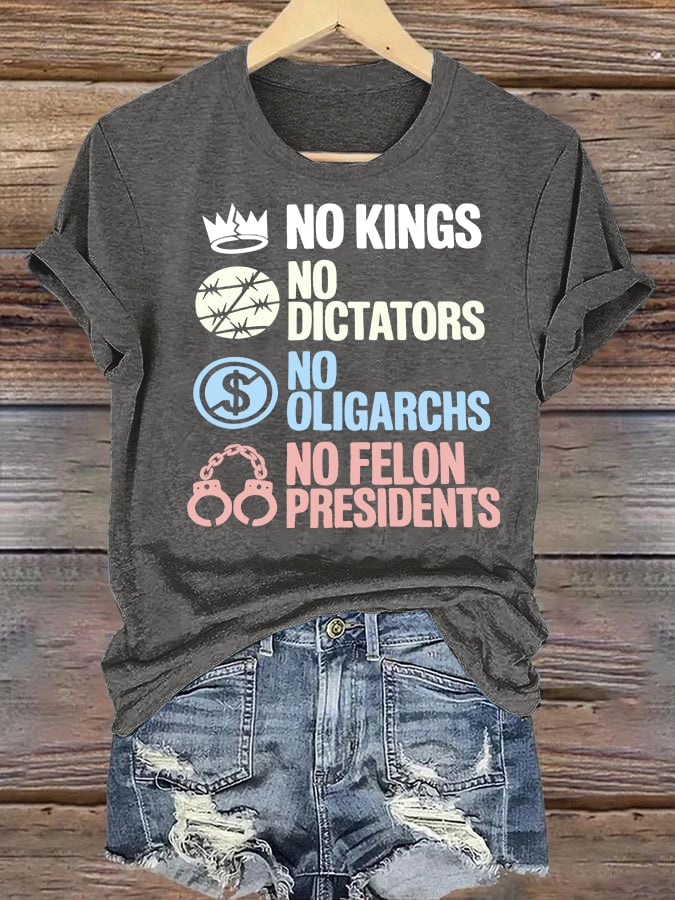 Women's  No Kings No Dictators Protest print T-Shirt