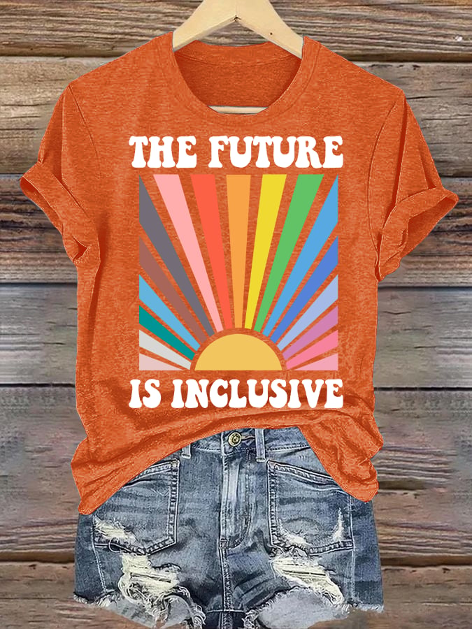 Women's  Pride Month Rainbow Print T-Shirt