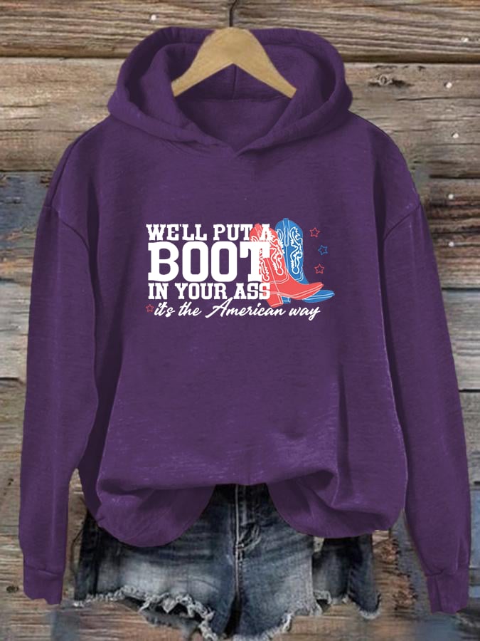 Women's  Courtesy of the Red, White and Blue Cowboy  Hoodie