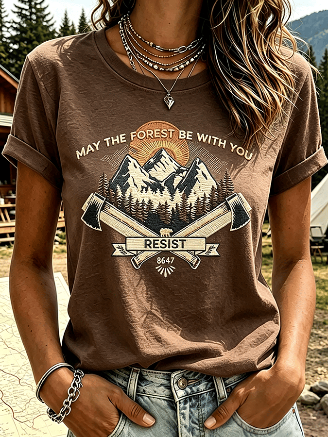 Women's "May The Forest Be With You" Comfortable short-sleeved T-shirt