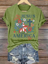 Women's She loves JESUS and AMERICA Printed T-Shirt