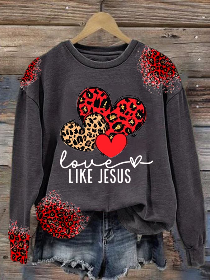 Women's Valentine's Day printed hooded sweatshirt