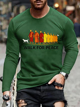 Men's Peace Walk Monk Pattern Long-Sleeve T-Shirt