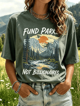 Women's "Fund Parks Not Billionaires"Comfortable Mid-Sleeve Short-Sleeve T-Shirt