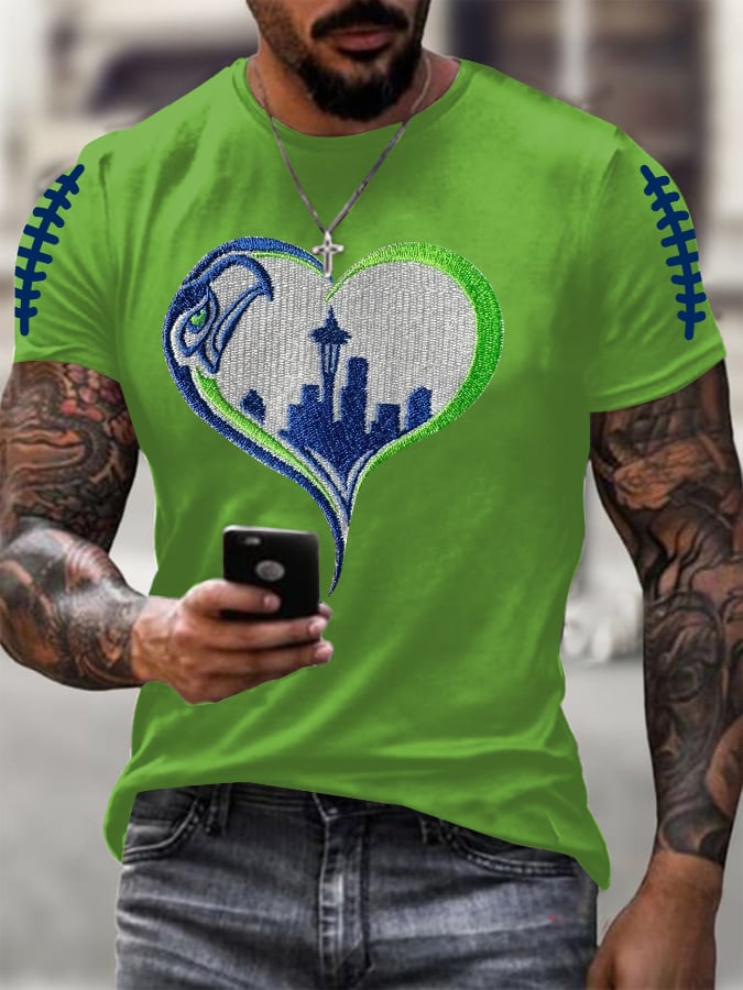 Men's Rugby Print Casual T-Shirt