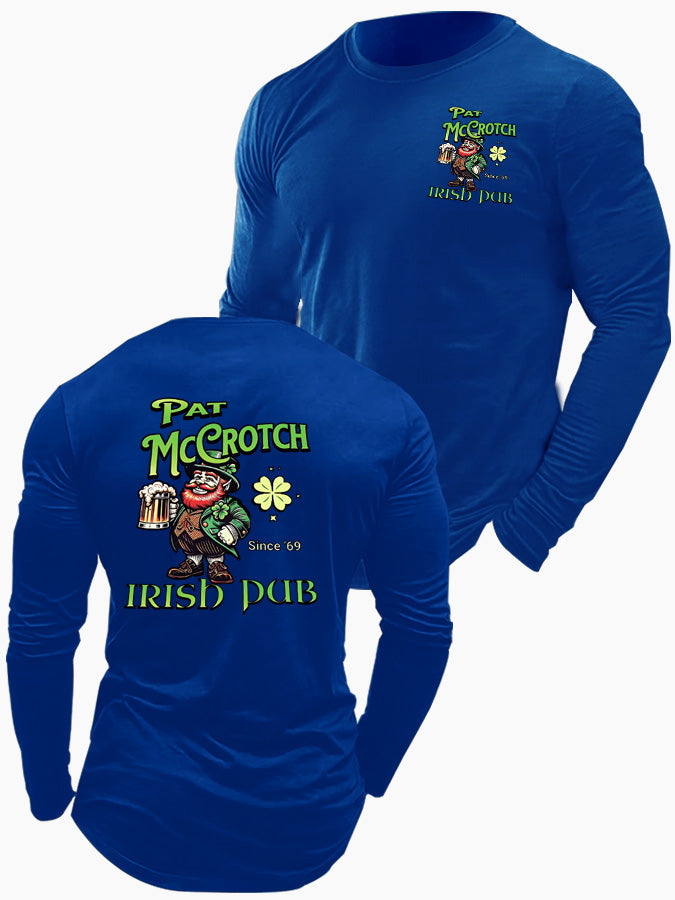 St.Patrick's Day Print Pattern Printed Long Sleeve Cotton T-Shirt