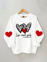 Women's Love Never Fails Print Casual Long Sleeve Sweatshirt