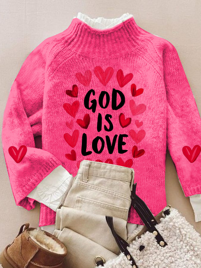 Women's Casual Valentine's Day Faith Knitted Turtleneck Bottoming Shirt
