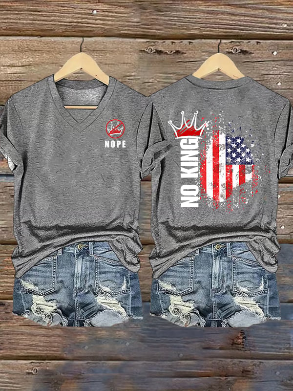 Women's  NOPE No King American Flag  Print T-Shirt