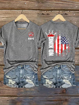 Women's  NOPE No King American Flag  Print T-Shirt